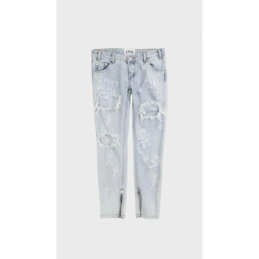 One by One Teaspoon Light Blue Trashed Free Birds Jeans - Size 25W
